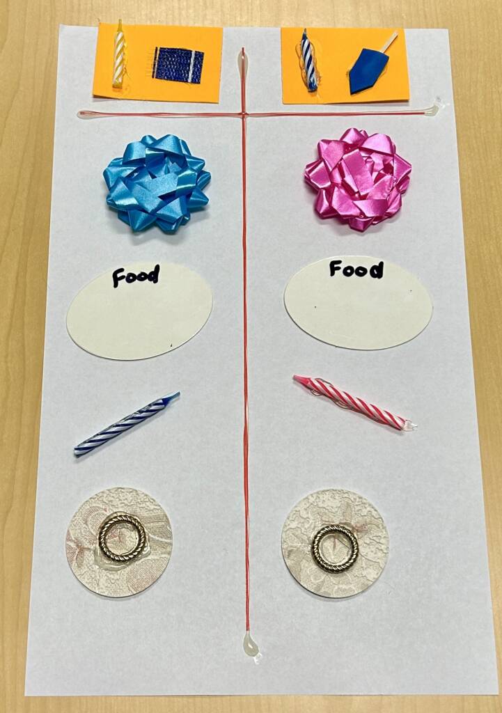 Tactile T-chart about holidays.