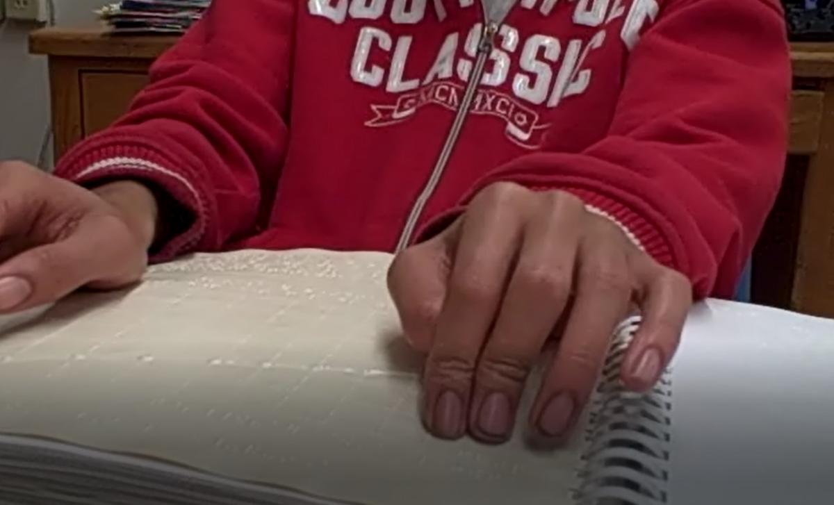 Student reading a line graph