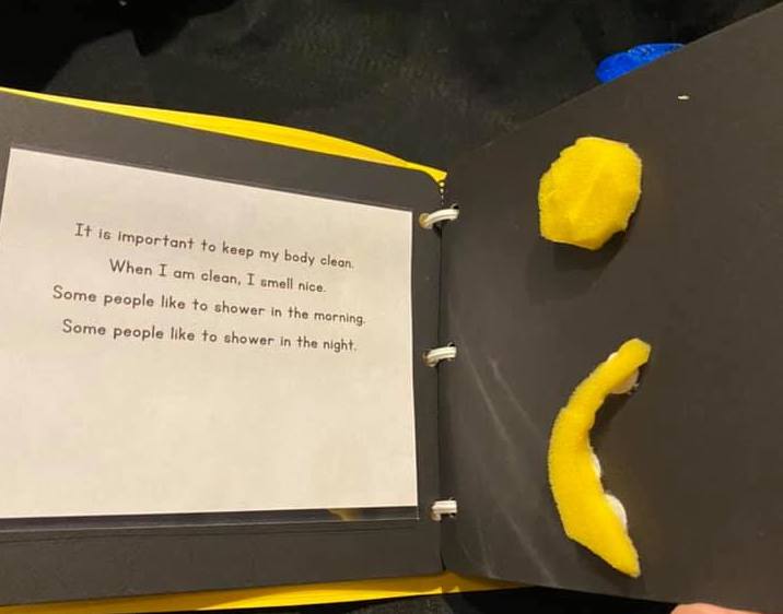 Yellow sponges cut into shapes for sun and moon (morning and night) Yellow sponges cut into shapes for sun and moon (morning and night)