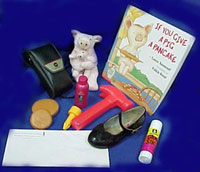 Storybox for "If You Give a Pig a Pancake" with objects from the story