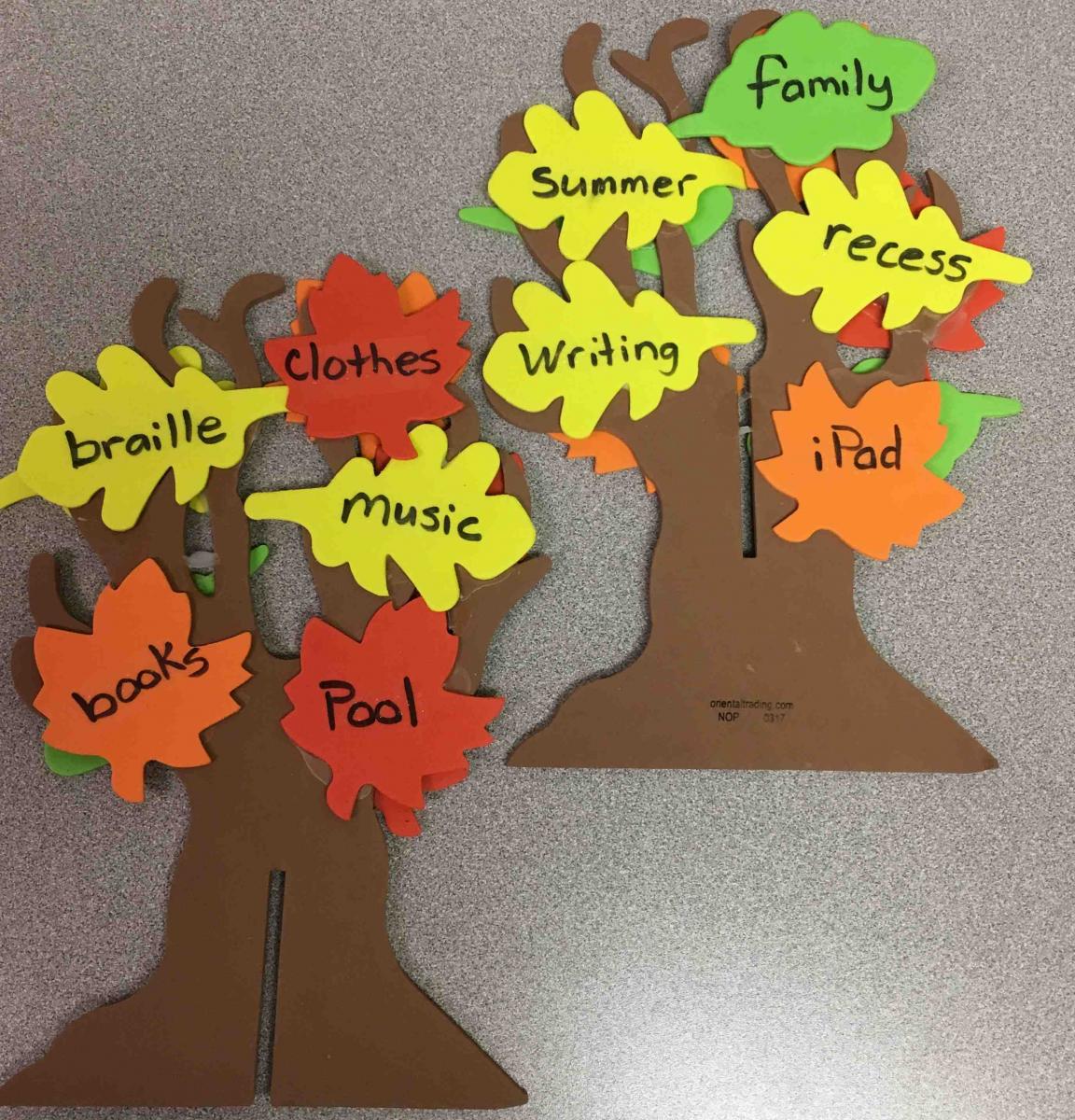 Click to view leaves on trees: braille, clothes, music, pool, books, summer, family, recess, writing, iPad Leaves on trees: braille, clothes, music, pool, books, summer, family, recess, writing, iPad