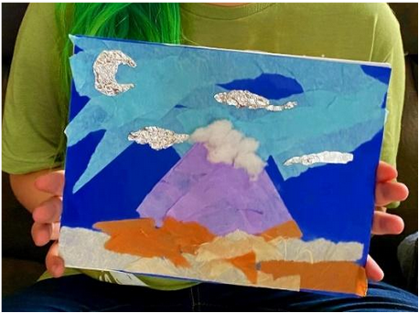 A landscape art work created with textures, not just flat paint.