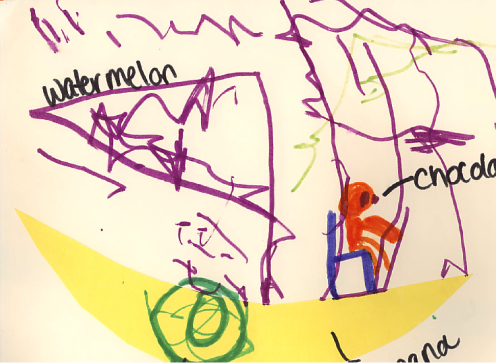 Click to enlarge the string bean vehicle with a banana driver. A string bean vehicle with a banana driver