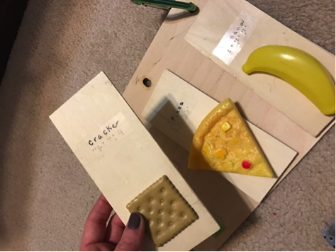 Tangible symbols are removable. Grocery list with tangible symbols