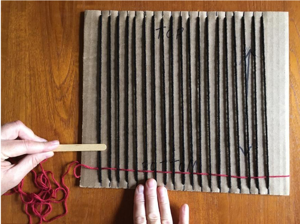 Weft yarn is on left side of loom Weft yarn is on left side of loom