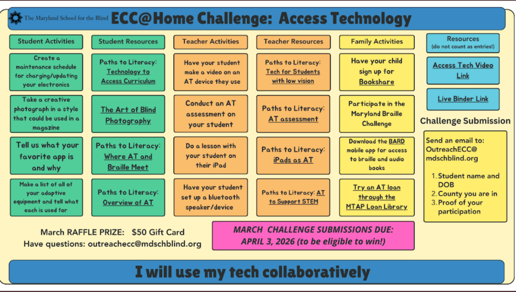 ECC at home challenge sheet. 