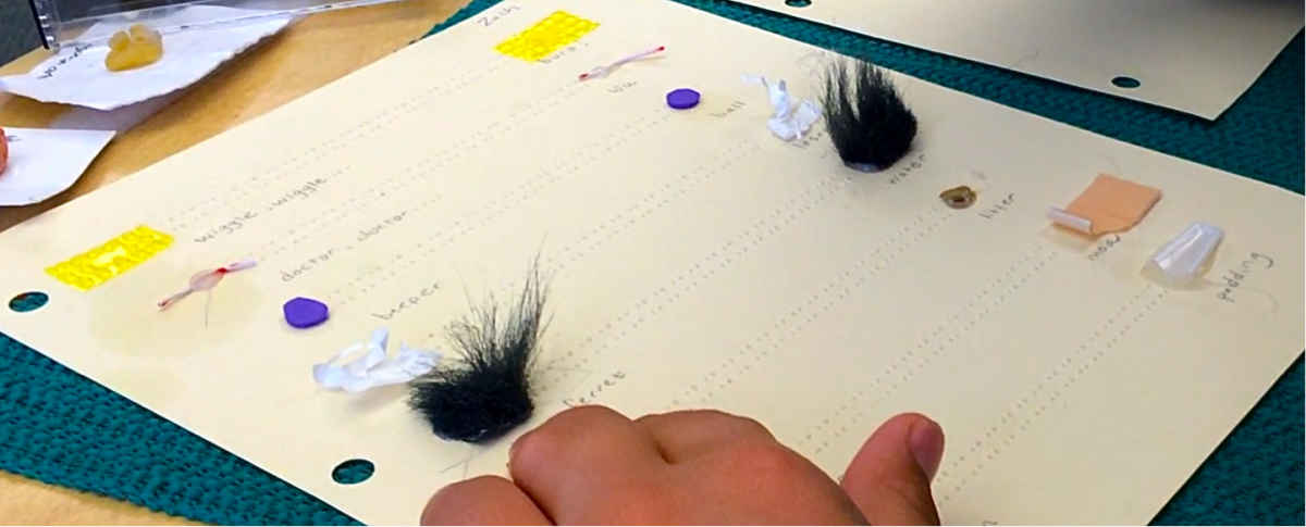 Click to view The layout of the micro tactile symbols and the line of braille x’s that separate them