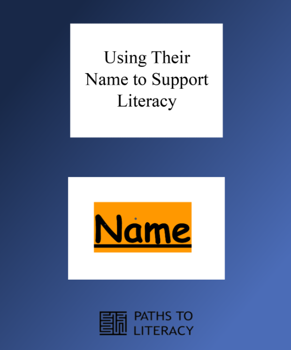 Using the name to support literacy pin.
