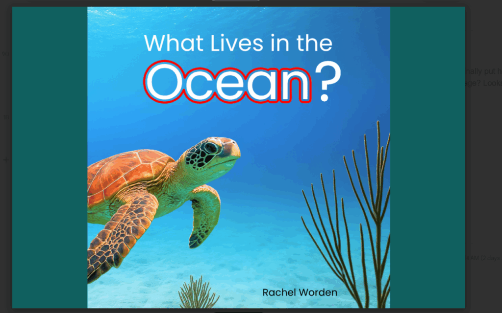 What lives in the Ocean? book cover with a sea turtle in the water.